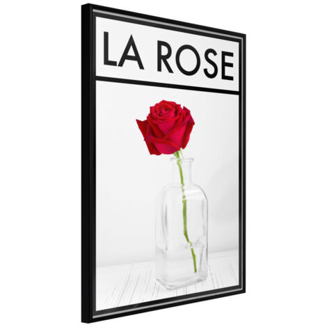 Affiche Murale Encadrée "Rose in the Vase" 21 x 30 cm Noir
