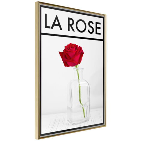 Affiche Murale Encadrée "Rose in the Vase" 30 x 42 cm Or