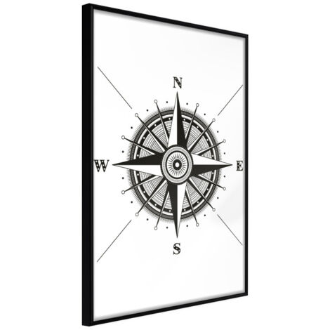 Affiche Murale Encadrée "Rose of the Winds" 21 x 30 cm Noir