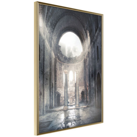 Affiche Murale Encadrée "Ruins of a Cathedral" 30 x 42 cm Or