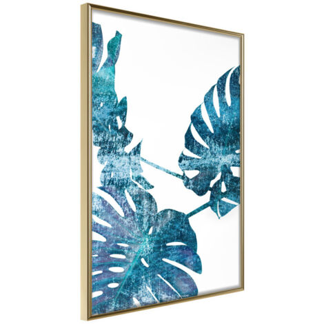 Affiche Murale Encadrée "Sapphire Monstera" 21 x 30 cm Or