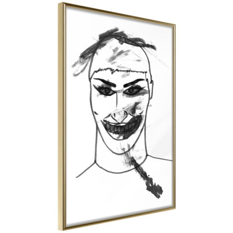 Affiche Murale Encadrée "Scary Clown" 21 x 30 cm Or
