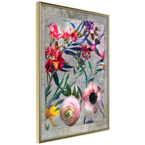 Affiche Murale Encadrée "Scattered Flowers" 21 x 30 cm Or