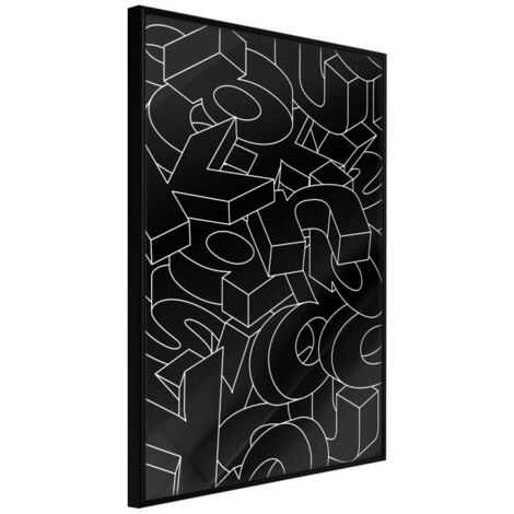 Affiche Murale Encadrée "Scattered Letters" 30 x 42 cm Noir