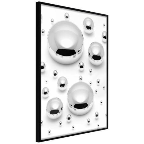 Affiche Murale Encadrée "Silver Drops" 30 x 42 cm Noir