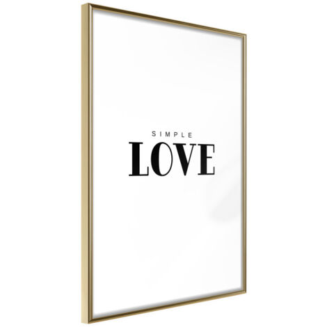 Affiche Murale Encadrée "Simple Love" 21 x 30 cm Or