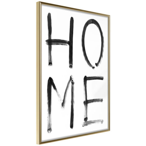 Affiche Murale Encadrée "Simply Home" 21 x 30 cm Or