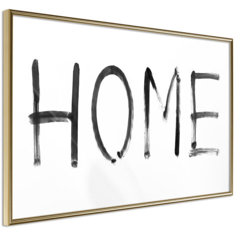 Affiche Murale Encadrée "Simply Home Horizontal" 30 x 20 cm Or
