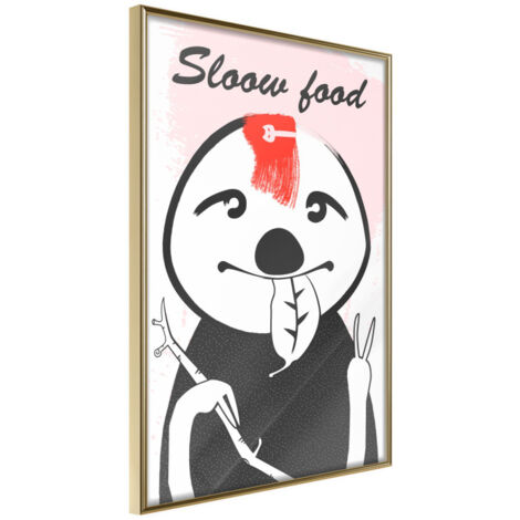 Affiche Murale Encadrée "Sloth's Favourite Food " 30 x 42 cm Or