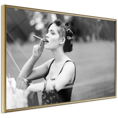 Affiche Murale Encadrée "Smoking Harms Your Health" 45 x 30 cm Or