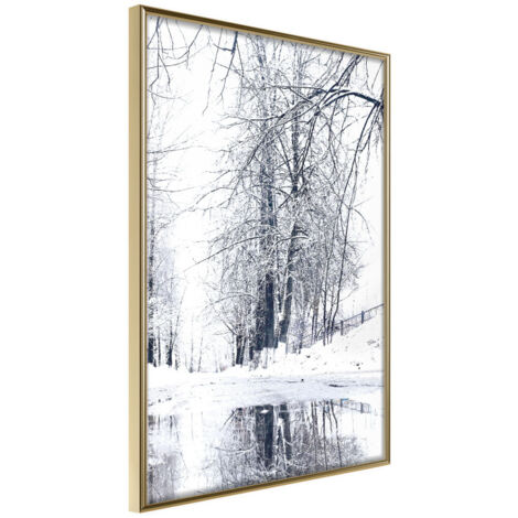 Affiche Murale Encadrée "Snowy Park" 21 x 30 cm Or