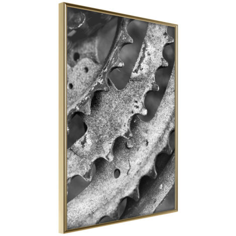 Affiche Murale Encadrée "Sprocket Wheel" 21 x 30 cm Or