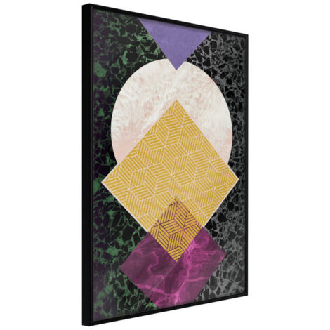 Affiche Murale Encadrée "Squares and Circle" 30 x 42 cm Noir