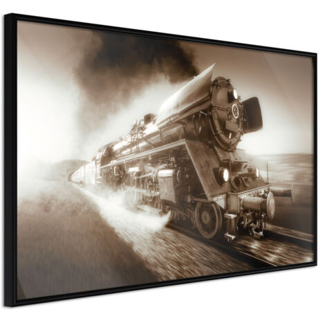 Affiche Murale Encadrée "Steam and Steel" 30 x 20 cm Noir