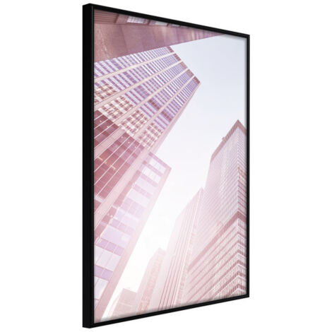 Affiche Murale Encadrée "Steel and Glass Pink" 21 x 30 cm Noir