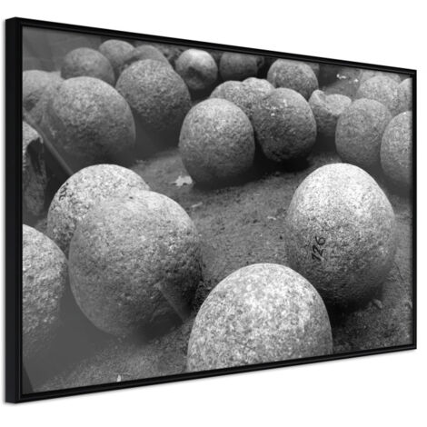 Affiche Murale Encadrée "Stone Spheres" 45 x 30 cm Noir