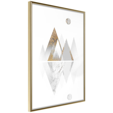 Affiche Murale Encadrée "Sun and Mountains" 30 x 42 cm Or