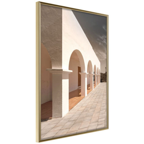 Affiche Murale Encadrée "Sunny Colonnade" 30 x 42 cm Or