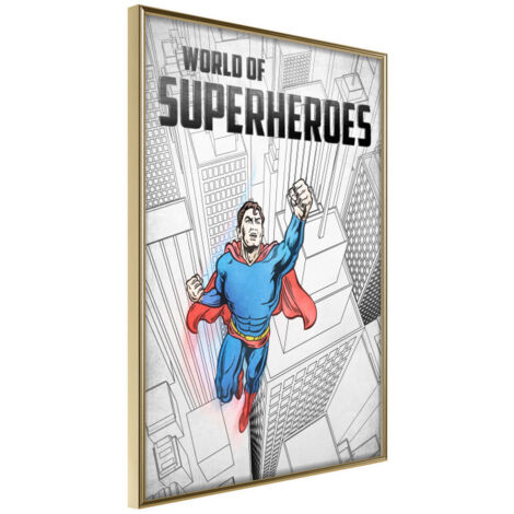 Affiche Murale Encadrée "Superhero" 21 x 30 cm Or
