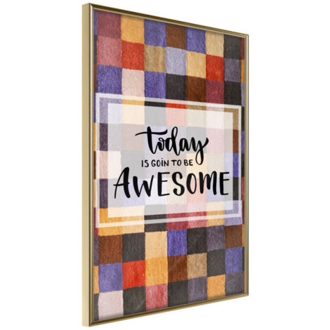 Affiche Murale Encadrée "Today II" 21 x 30 cm Or