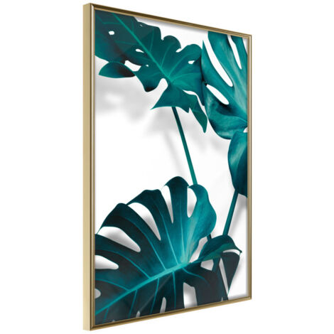 Affiche Murale Encadrée "Turquoise Monstera II" 30 x 42 cm Or