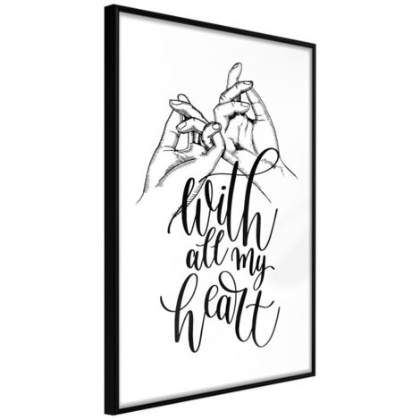 Affiche Murale Encadrée "United With Love" 21 x 30 cm Noir