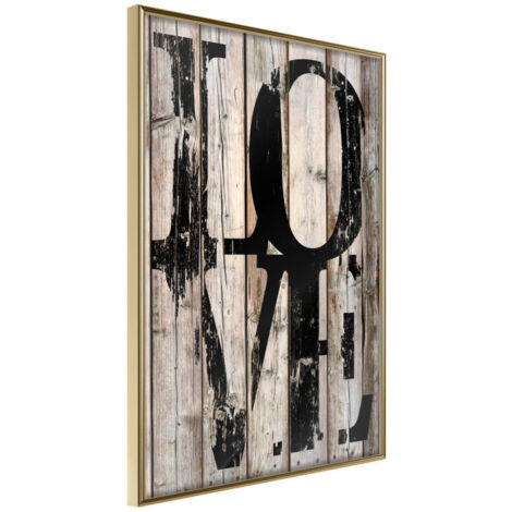 Affiche Murale Encadrée "Vintage Love" 21 x 30 cm Or