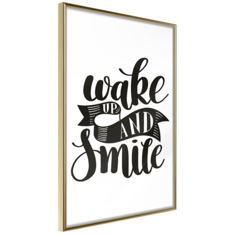 Affiche Murale Encadrée "Wake Up" 21 x 30 cm Or