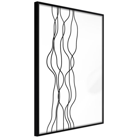 Affiche Murale Encadrée "Wavy Lines" 21 x 30 cm Noir