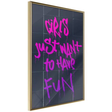 Affiche Murale Encadrée "What Girls Want" 21 x 30 cm Or