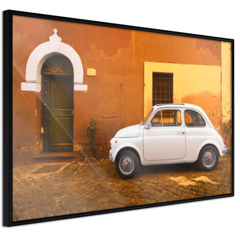 Affiche Murale Encadrée "White Car" 30 x 20 cm Noir