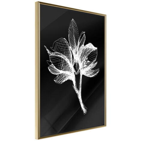 Affiche Murale Encadrée "White Plant" 21 x 30 cm Or
