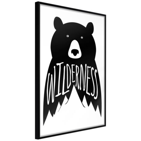 Affiche Murale Encadrée "Wild Bear" 21 x 30 cm Noir