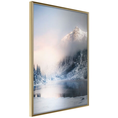 Affiche Murale Encadrée "Winter in the Mountains" 21 x 30 cm Or