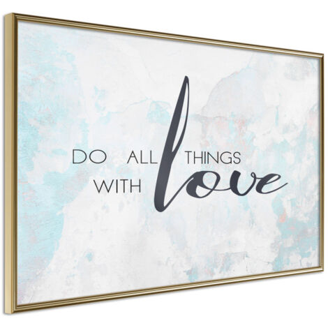 Affiche Murale Encadrée "With Love" 90 x 60 cm Or