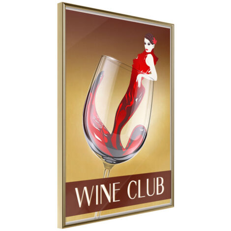 Affiche Murale Encadrée "Woman is Like a Wine" 21 x 30 cm Or