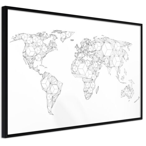 Affiche Murale Encadrée "World of Diamonds and Triangles" 30 x 20 cm Noir