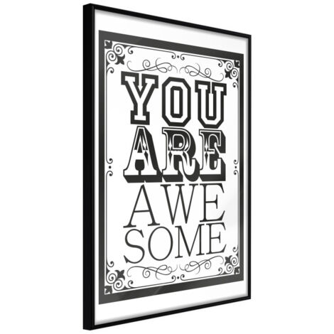 Affiche Murale Encadrée "You Are Awesome" 30 x 42 cm Noir