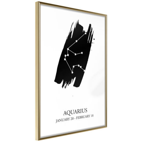 Affiche Murale Encadrée "Zodiac Aquarius I" 21 x 30 cm Or