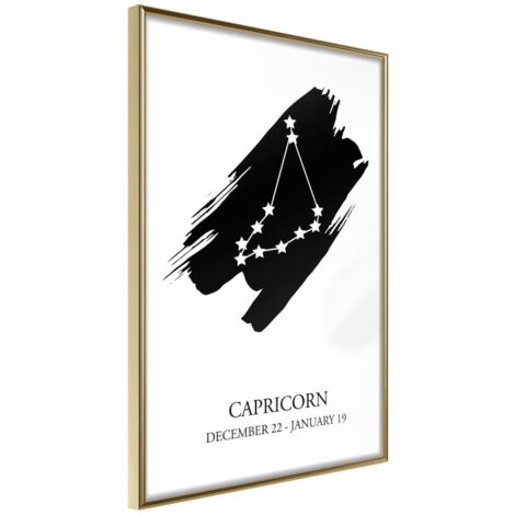 Affiche Murale Encadrée "Zodiac Capricorn I" 21 x 30 cm Or