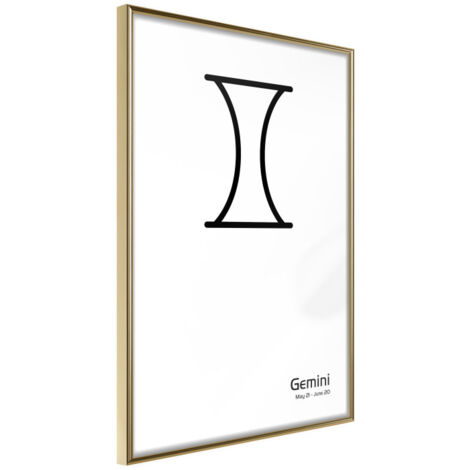 Affiche Murale Encadrée "Zodiac Gemini II" 21 x 30 cm Or