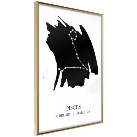 Affiche Murale Encadrée "Zodiac Pisces I" 21 x 30 cm Or