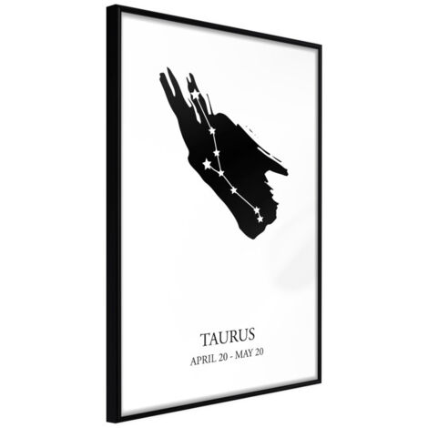 Affiche Murale Encadrée "Zodiac Taurus I" 21 x 30 cm Noir