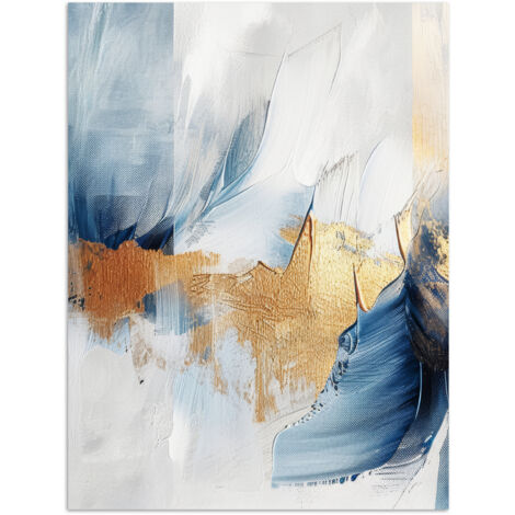 AFFICHE Or - Bleu - Aquarelle - Art - Moderne Décoration Murale 60x80 cm