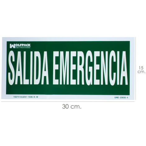 Affiche sortie de secours 15x30 cm.