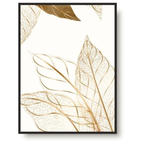 Affiches avec cadre doré noir pour le mur du salon Feuilles 50x70