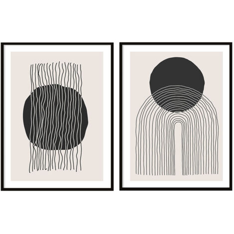 AFFICHES PEINTURE ENCADRÉES 53x73cm Diptyque Lot de 2 tableaux Abstrait Boho P2067