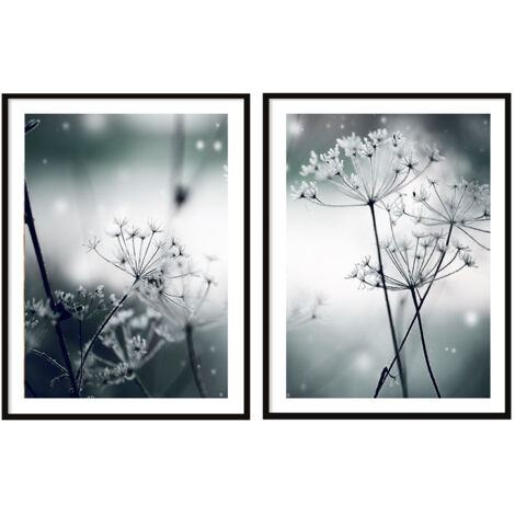 AFFICHES PHOTOS ENCADRÉES 53x73cm Diptyque Lot de 2 tableaux Pissenlits Boho P2073