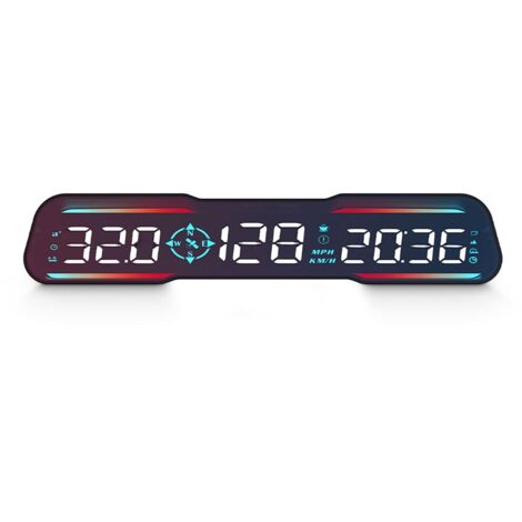 Afficheur tête haute pour voiture, AMROOLOO Auto Car HUD, compteur de vitesse nouvellement conçu, affichant la vitesse, l'heure, etc. MPH et KM/H, avec alerte d'excès de vitesse et alerte de fat