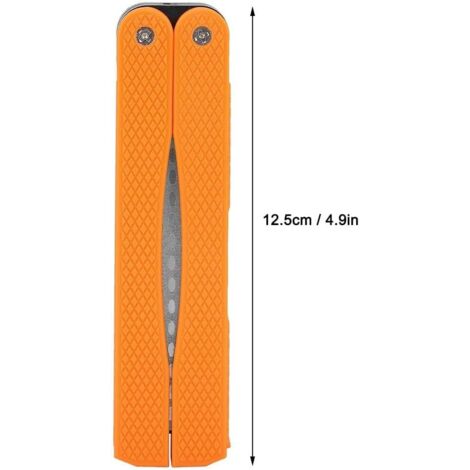 Affilacoltelli, Affilacoltelli portatile con diamanti, Affilacoltelli pieghevoli, Affilacoltelli bifacciali per uso esterno (Arancione)